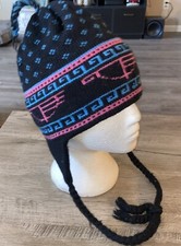 Vintage STOWE WOOLENS Wool Ski Hat Multicolor Tassel Beanie Made in the USA ๐บ๐ธ