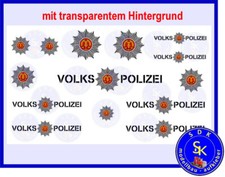 VOLKSPOLIZEI Aufkleber transparent DDR Polizei Decals Sticker Lada Wartburg 1:18