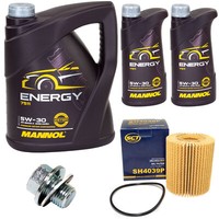 MotoröL Set Mannol Energy 5W-30 7 Liter + ÖLfilter + Schraube FüR Lexus Toyota