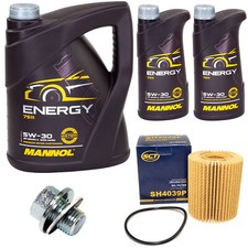 Motoröl Set MANNOL Energy 5W-30 7 Liter + Ölfilter + Schraube für Lexus Toyota 