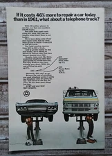 1971 AT&T Bell Systems Price Increase Alert Repair Truck On Lift Photo Print Ad 