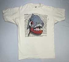 Vintage Sz M Piranha Graphic T-Shirt 1996 Planet Tees Made IN USA FotL 90s