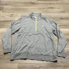 Nike Sportswear 1/2 Zip Club Fleece Top Men's Medium Heather Grey/Volt Size 2XLT