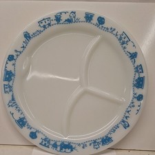 Pyrex Plato Dividido Vidrio Leche Niños Tren - De Colección - Choo Choo - Retro