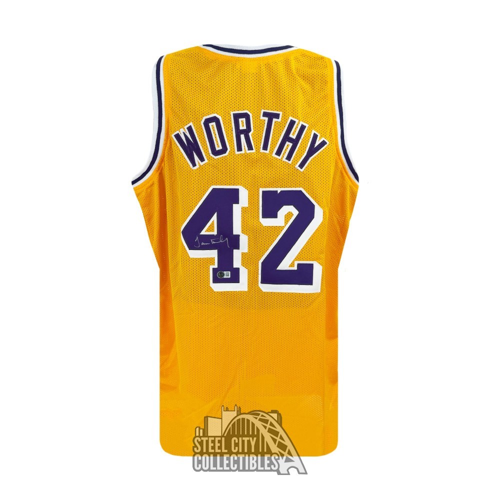 James Worthy Autographed Signed Los Angeles Custom Yellow Basketball Jersey - BAS 