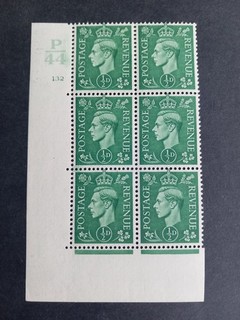 GB KGVI 1941 1/2d pale green. SG485. Control P44 Cylinder 132 no dot. Mint blk