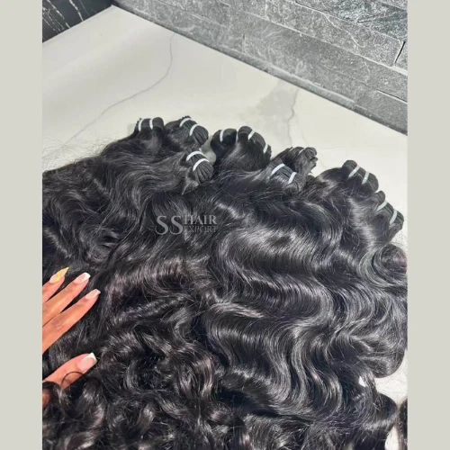 Feixes de cabelo humano ondulado preto trama de cabelo virgem processado extensões de cabelo - Imagem 3 de 4