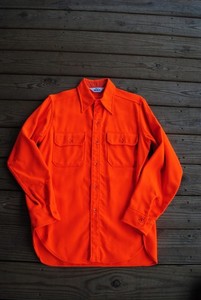 WOOLRICH FLORESCENT ORANGE 100% ACRYLIC SHIRT SIZE LARGE