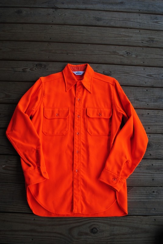WOOLRICH FLORESCENT ORANGE 100% ACRYLIC SHIRT SIZE LARGE
