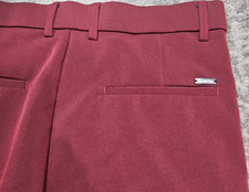 Plaid Plain Men's Burgundy Twill Flat Front Skinny Fit Dress Pants Size 31