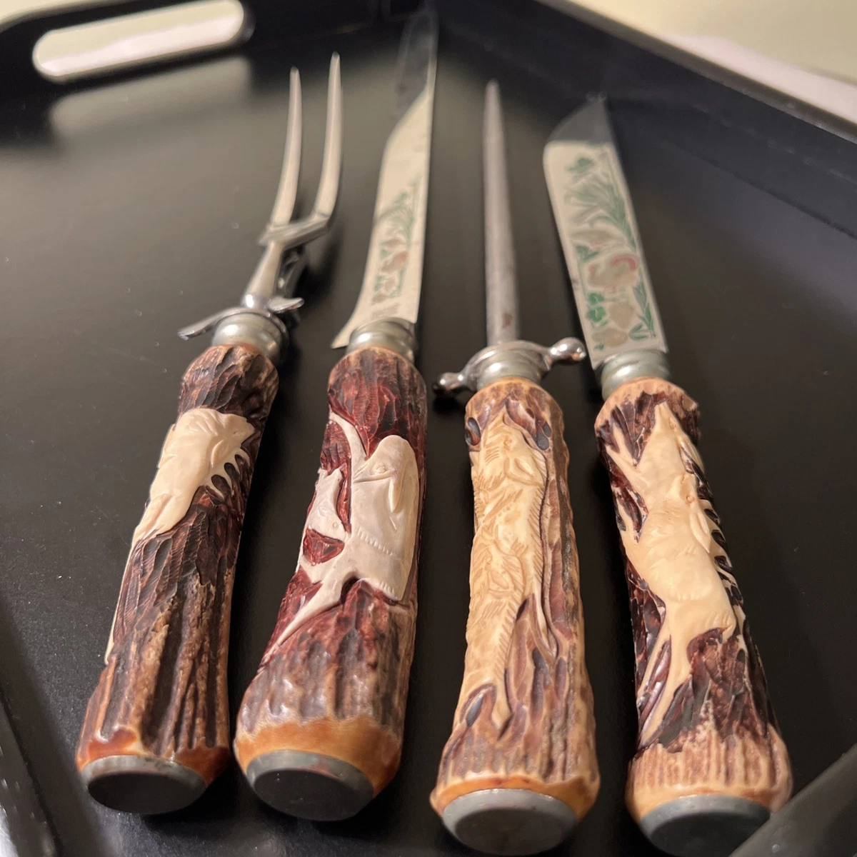 Stag Carving Set | eBay Vintage Anton Winger JR Stag Solingen Germany Cutlery 4pc Carving Set main image 2
