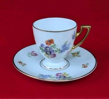 1926 Thomas Rosenthal Sammeltasse Gold Mokka Blumen Rot Grün Blau Gelb Bunt Lila