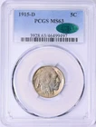 1915-D Buffalo Nickel PCGS MS-63 (CAC Green) (Toned)