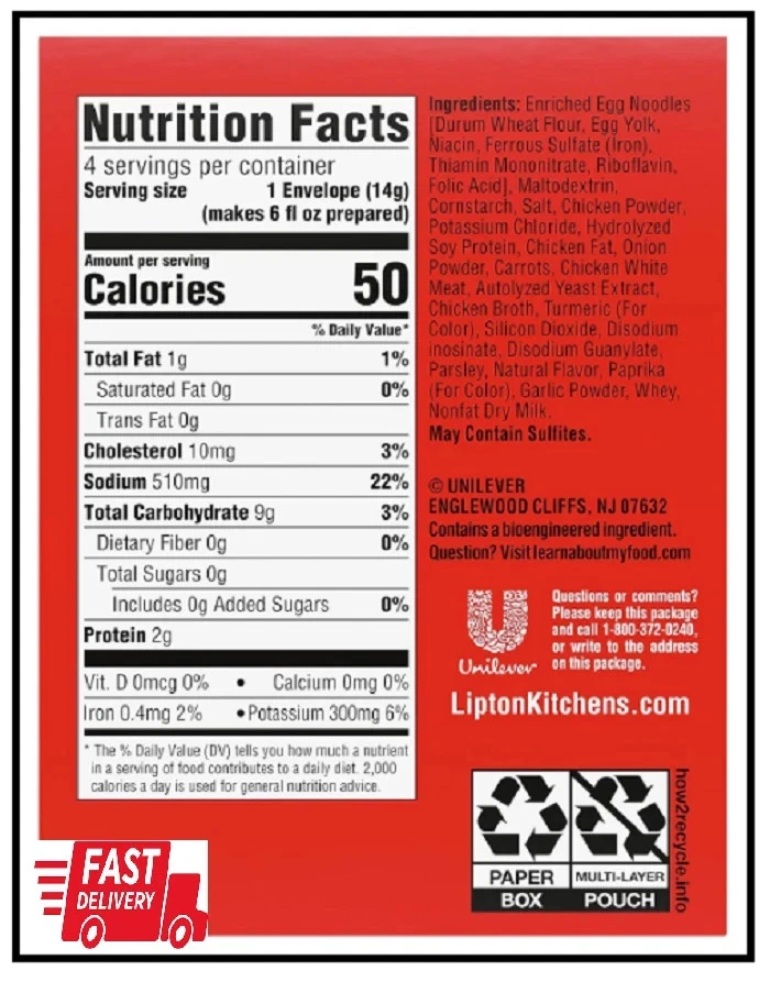 12 paquetes Lipton Cup-a-Soup sopa instantánea para una taza caliente de sopa fideos de pollo 4 quilates Foto 2 de 2