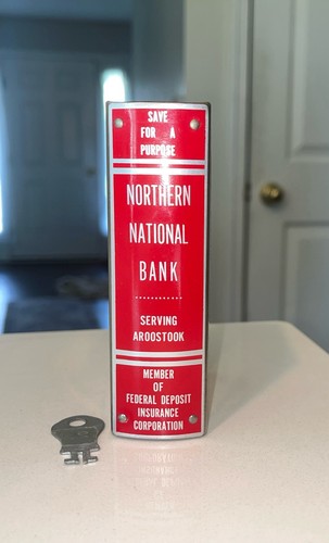 Northern National Bank Metal Book Coin Bank With Key