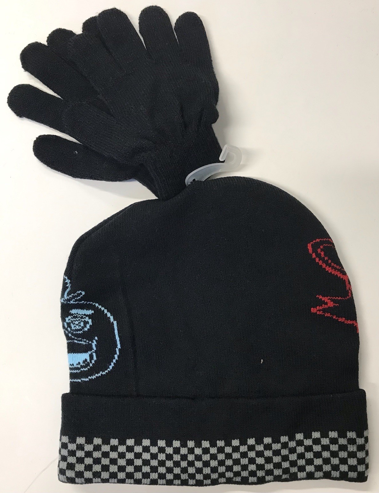 Beanie Cap - Five Nights at Freddy's Line Art Black w/Glove Mitten Hat Set NEW