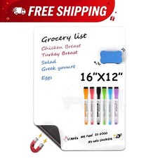 Complete 16x12 Magnetic Dry Erase Whiteboard Set - 6 Markers  Eraser Included