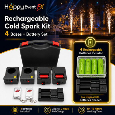 Happy Event FX 4 Pcs Cold Spark Base Kit with Rechargeable Batteries
