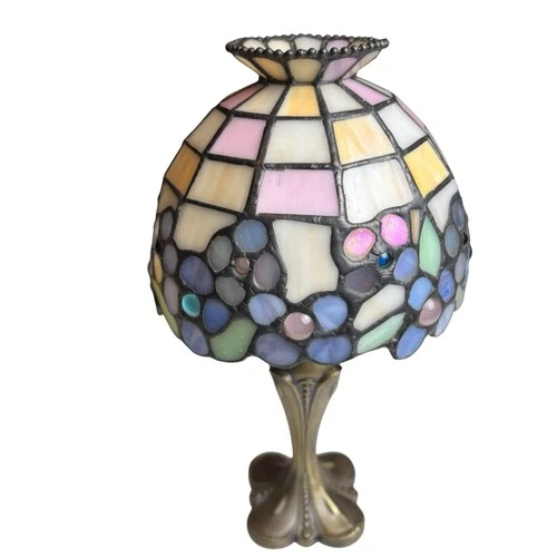 Partylite Stained Glass Tea Light Candle Holder Lamp Vintage Tiffany Style