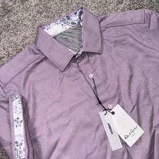 Robert Graham Odyssey Shirt Mens Large Classic Stretch Jacquard Lilac Purple NEW