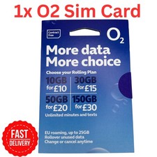 1 x O2 Sim Card - PAYG -PAY AS YOU GO 2G/3G/4G O2 Pay As You Go 02 New