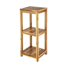 HomeZone 3 - Tier Acacia Storage Shelves,Natural Wood,Holds up to15 lb per Shelf