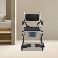 Verstellbar Duschstuhl Fahrbarer Toilettenrollstuhl Toilettenstuhl mit Rollen