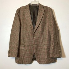 NEW Jos A Bank 1905 Linen Cotton Brown Houndstooth Blazer Sport Coat 42R Mens