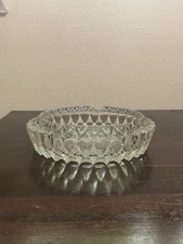 Vintage Crystal Glass Cigar Ashtray with 3 Dimples 