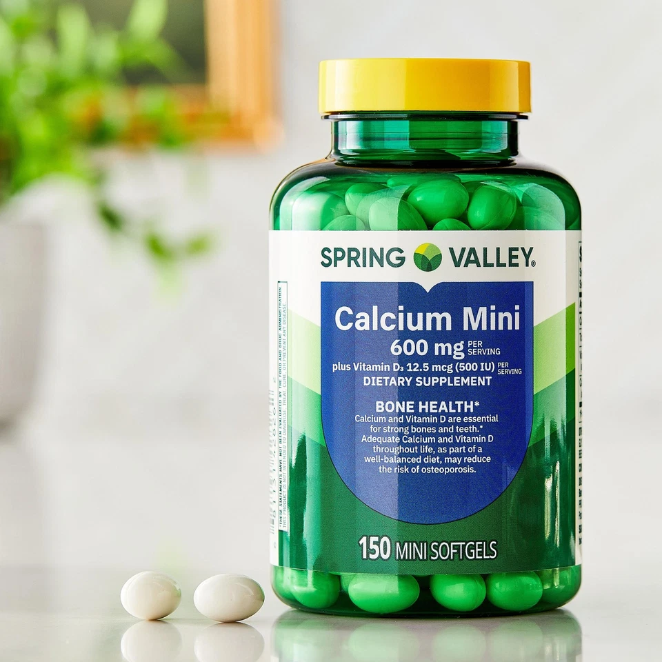 Spring Valley Calcium Plus Vitamin D3, Dietary Supplement, 150 Mini Softgels - Image 3 of 4