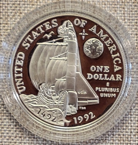 1992 P Columbus Quincentenary US Mint Proof Silver $1 Dollar BU Coin 0.9 Fine! - Picture 2 of 4