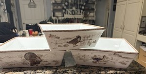 Williams Sonoma Plymouth Turkey 3 Piece Square Casserole Dish Set. Very Rare