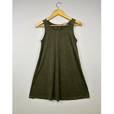 Boho Indie Pink Republic Womens Medium Olive Green Faux Suede Lace Up Mini Dress