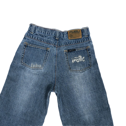 VTG Fubu Jeans Boys 18 Wide Leg Blue 26 X 27 Baggy Skater Hip Hop Embroidered - Picture 4 of 12