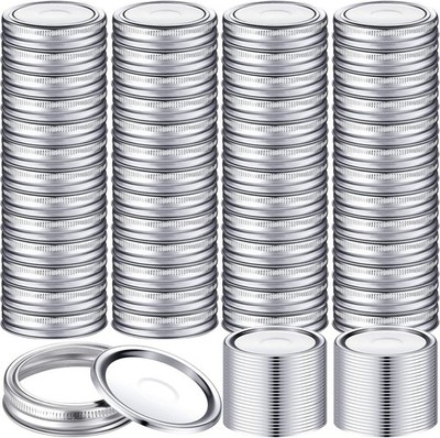 100 Pcs Regular Mouth Canning Lids with Rings 70mm Mason Jar Lids with Bands 