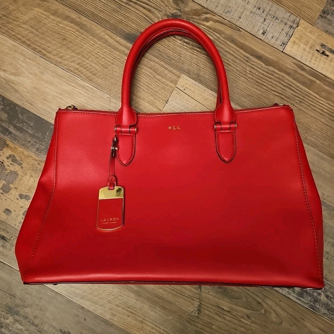 Ralph Lauren RLL Newbury RED Double Zip Tote Satchel Handle