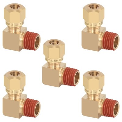 5PCS D.O.T Compression Fittings Brass 90 Degree Union Elbow Joint DOT Approve