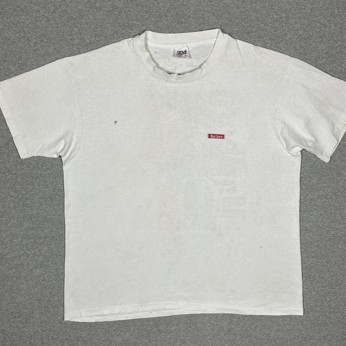 Vintage 90s Marlboro Man T Shirt Size Extra Large White Distressed