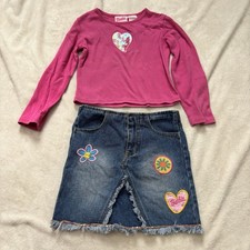 Vintage 90s Barbie Avenue Long Sleeve Girls Kids Embroidered Shorts Set Sz 5/6