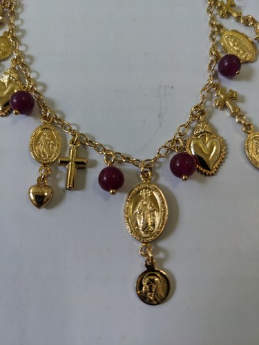Mia Fiore 18kt vergoldet Rosenkranz Anhänger Halskette Kreuz religiös Engel katholisch - Bild 7 von 11