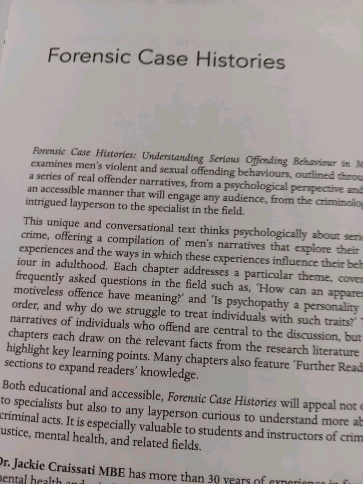 Jackie Craissati Forensic Case Histories Understanding Serious Behaviour in Men - Image 2 of 4