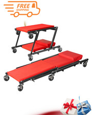 New 36in Rolling Foldable Car Creeper 2in1 Garage Shop 300lbs Red