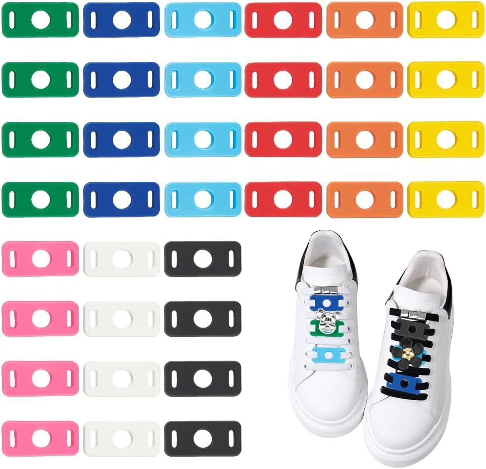 36Pcs 9 Colors Shoe Lace Charms Colorful Shoelaces Decorations Clips PVC Shoe La