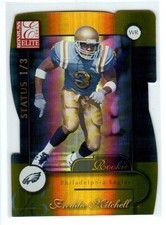 2001 Donruss Elite Football Freddie Mitchell RC Status 1/3