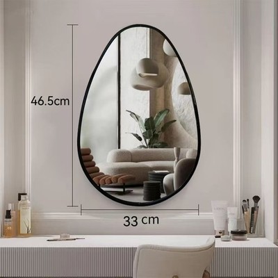 47cm Wandspiegel selbstklebend schwarz hoch Klarglas Spiegel Flur Wohndeko