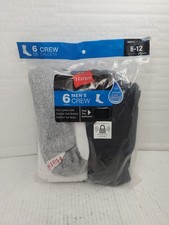 Hanes Men's Crew Socks-Assorted White  Black 6 pack, shoe size 6-12