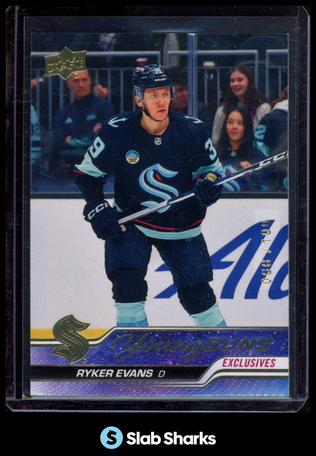 2023 UPPER DECK #726 RYKER EVANS UD EXCLUSIVES YOUNG GUNS RC ROOKIE /100