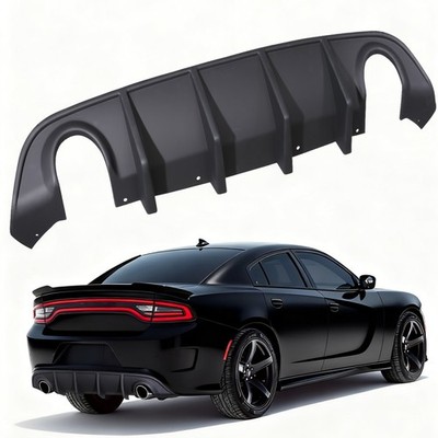 Matte Black PP Rear Bumper Lip Diffuser - OE Style Fits 2015-2023 Dodge Charger