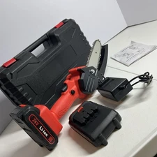24V Mini Cordless Chainsaw Kit w/ Battery Charger Case 4” Handheld Pruning Saw