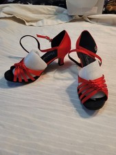 Flamingo Women's Red Black Ballroom Dance Shoes Strappy Heels size 6